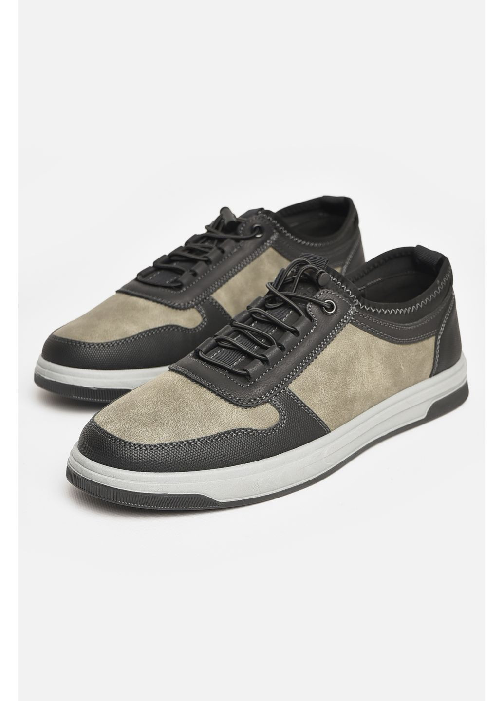 Чорні Осінні кросівки чоловічі чорно-сірого кольору на шнурівці Let's Shop