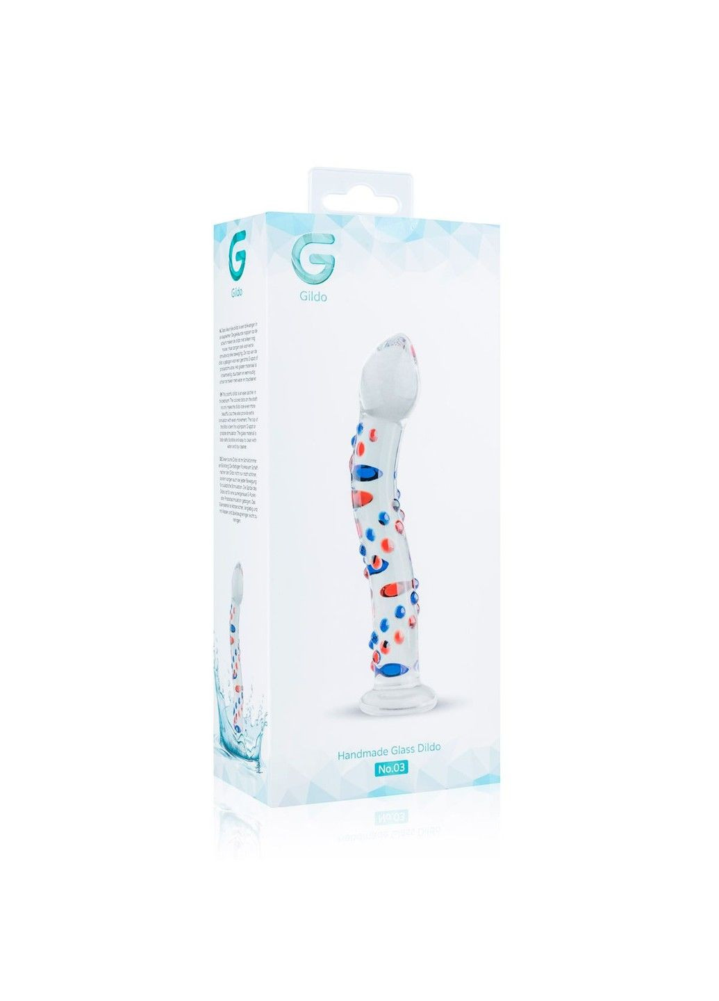 Скляний дилдо з вигинами і малюнком Glass Dildo No 3 штучний член для реалістичних відчуттів Gildo (298349202)