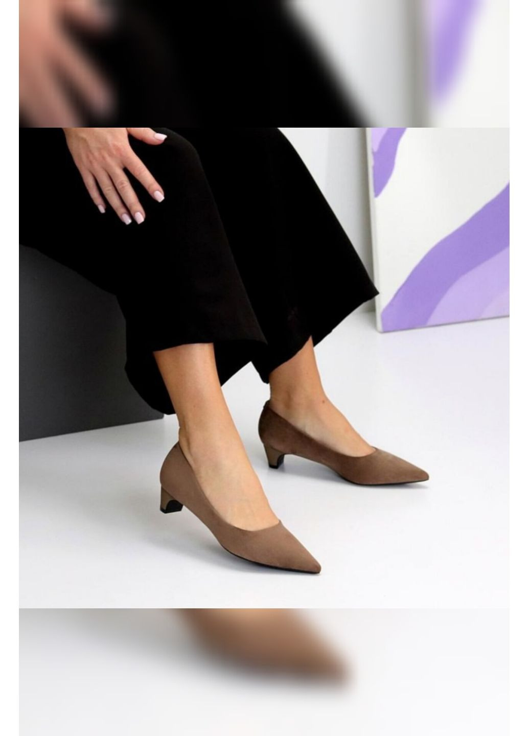 Mei De Li Женские туфли лодочки мокко из эко замши на каблуке 3.5 см лодочки темно-бежевый з искусственная замша, китай — лето (361659027)