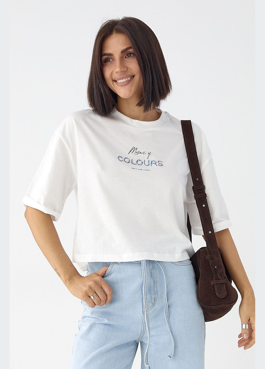 Футболка с надписью из бисера Lurex - (326065777)