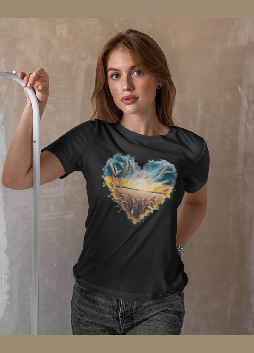 Футболка женская патриотическая с сердцем 21100006 Mishe - (315048390)