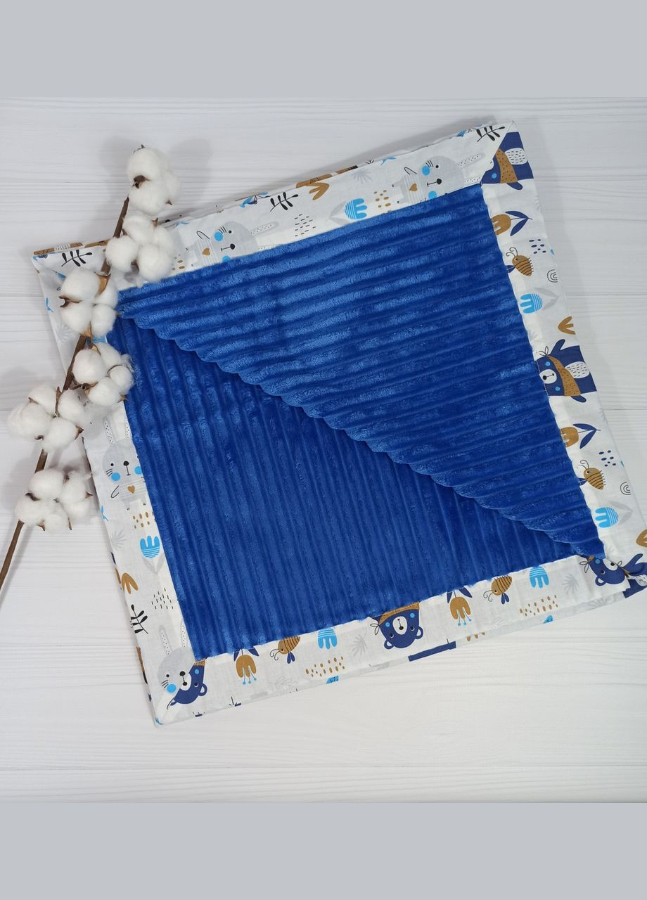 Плед ковдру a.l.babybox 97х97 Звірі на галявині Синій No Brand (315488414)
