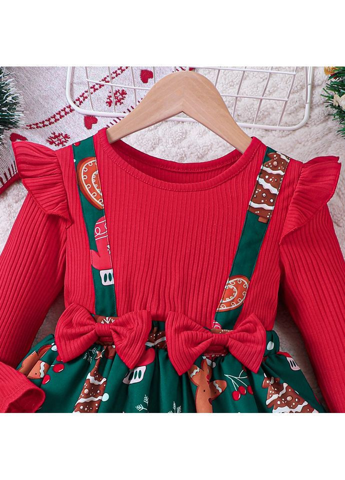 Красное платье детское новогодние с бантами на девочку 3-8 лет No Brand (366239632)