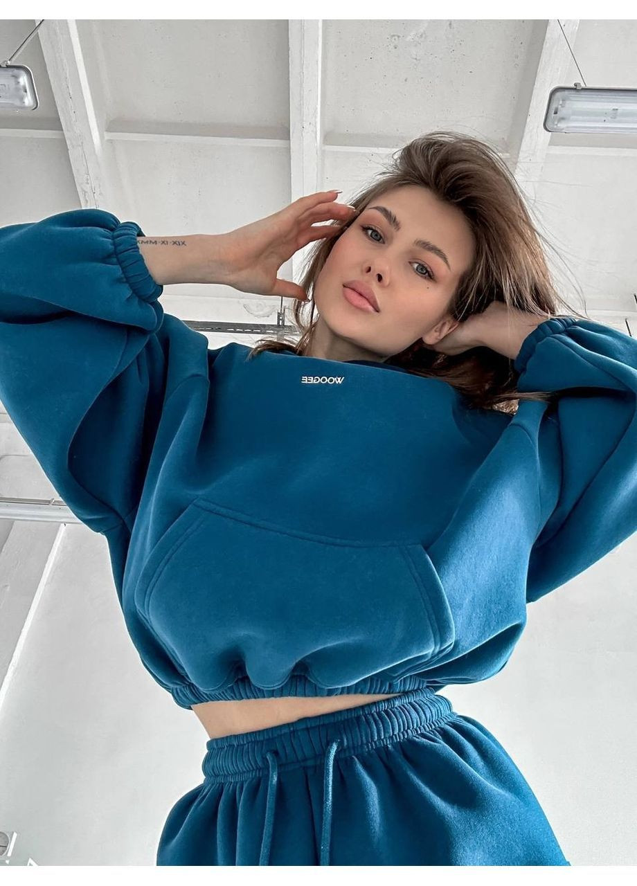 Теплий спортивний костюм з тринитки на флісі — толстовка oversize + штани карго No Brand (363969463)