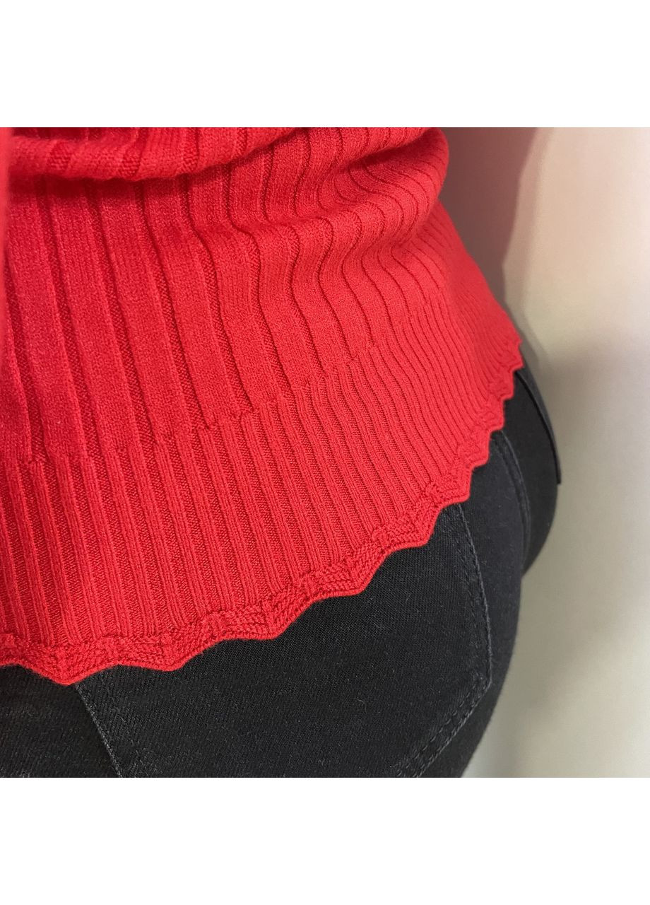 Червоний зимовий светр жіночий однотонний гольф стійка короткий рубчик 46 No Brand