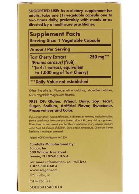 Tart Cherry Extract 1000 mg 90 Veg Caps Solgar (329039106)