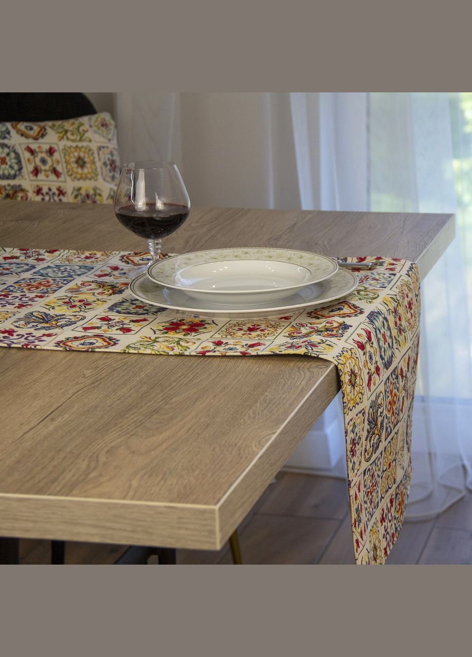 Гобеленовая дорожка pаннер на стол из испанского гобелена декоративная настольная дорожка "Азулежу" 140, 45 Maystat (305390440)