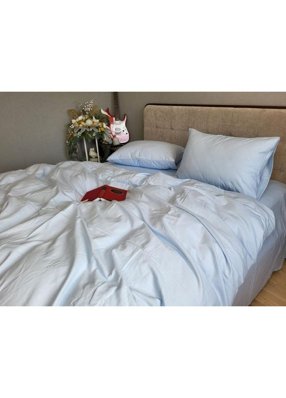 Постільна білизна з резинкою Блакитний, фланель(байка) Евро розмір, наволочки 70/70 No Brand (363195309)