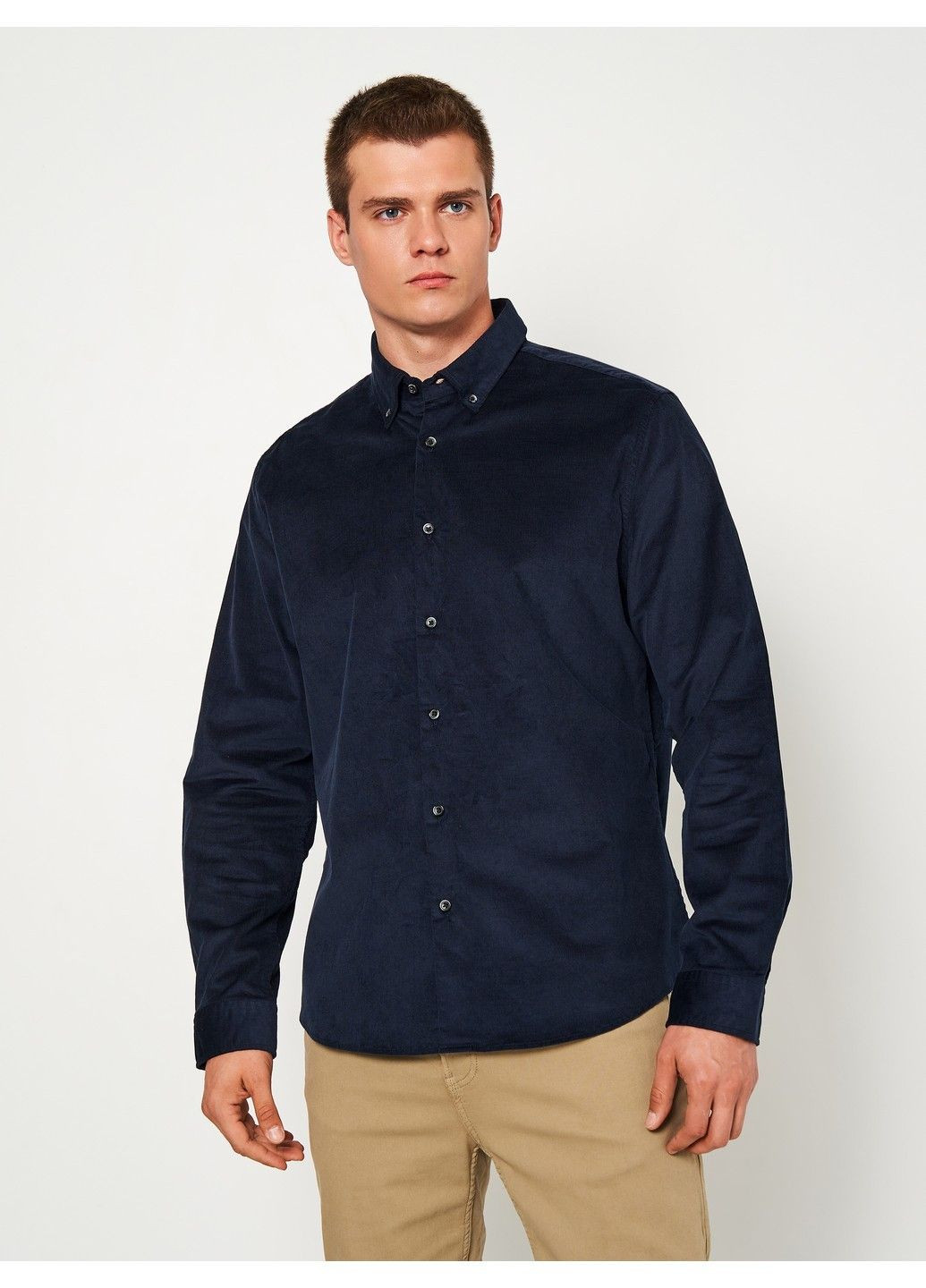 Темно-синяя кэжуал рубашка однотонная C&A