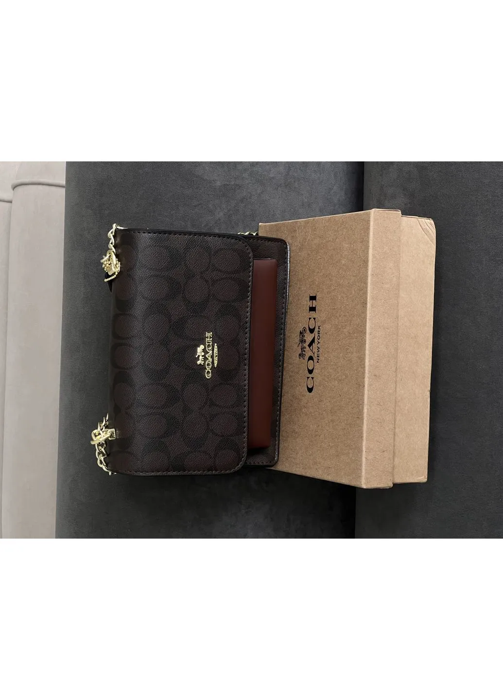 Женская сумочка коуч брендовая коричневая эко кожа базовая сумочка Mini Klare Crossbody Coach (404440641)