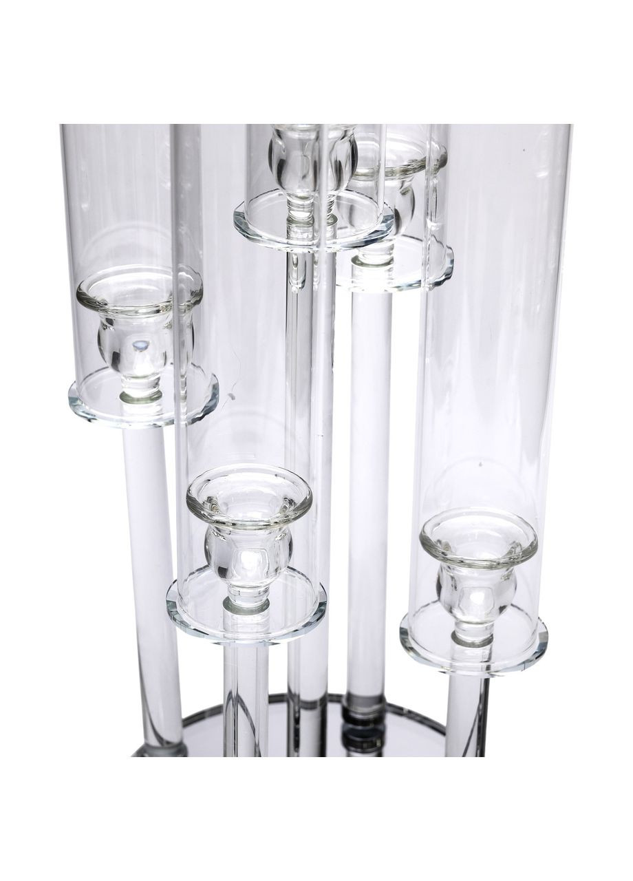 Підсвічник скляний на 5 свічок 20×72.5 см підсвічник декоративний прозорий на ніжці HP-4-64 Yiwu (370973848)