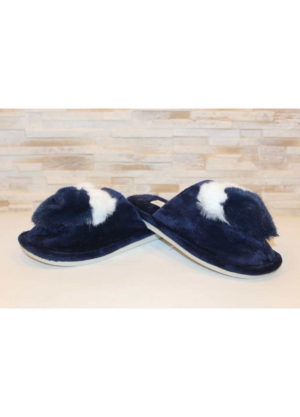 Синие тапочки комнатные женские синие No Brand с мехом, без декора