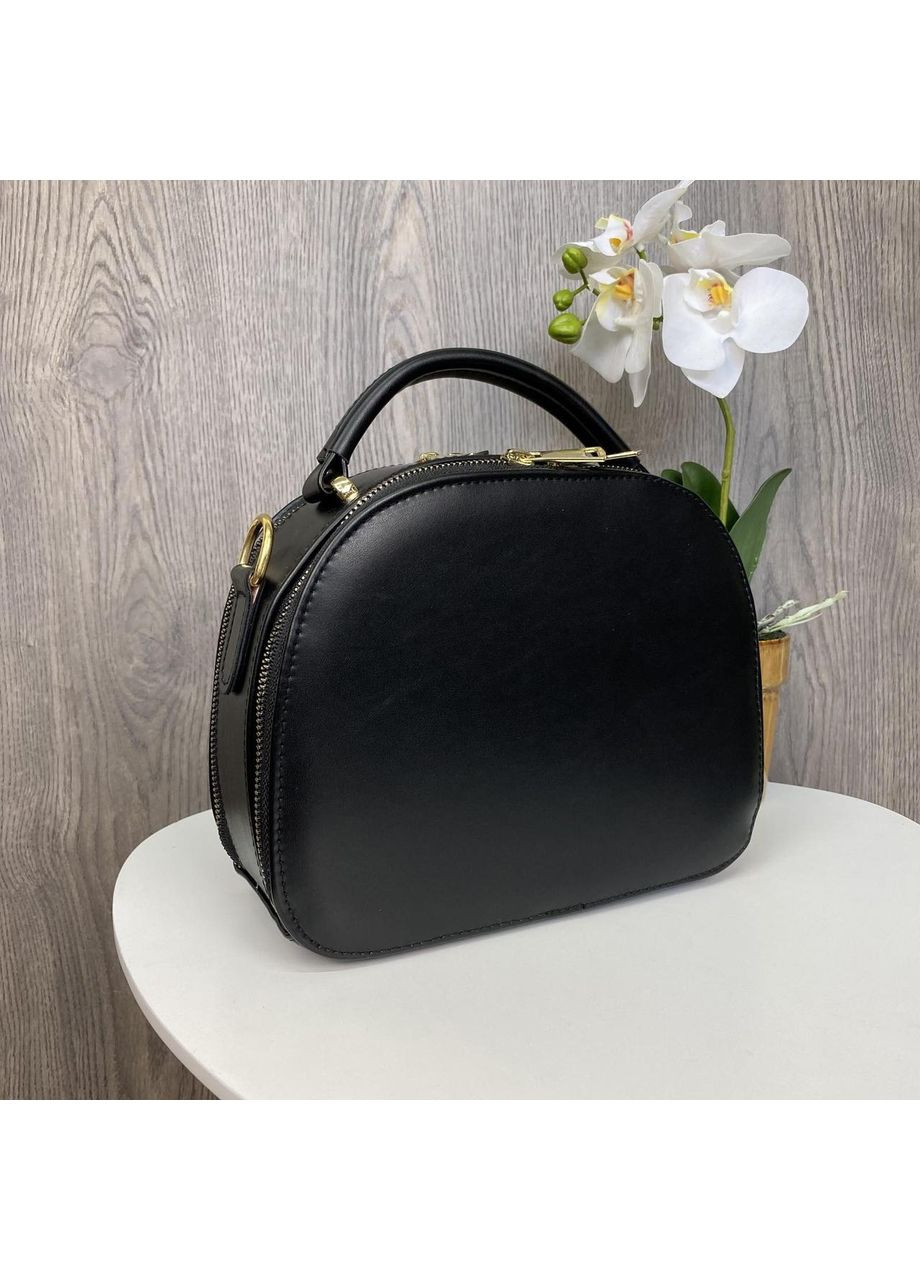 Жіноча міні сумочка клатч рептилія чорна напівкругла еко-шкіра ProDobro (363221480)