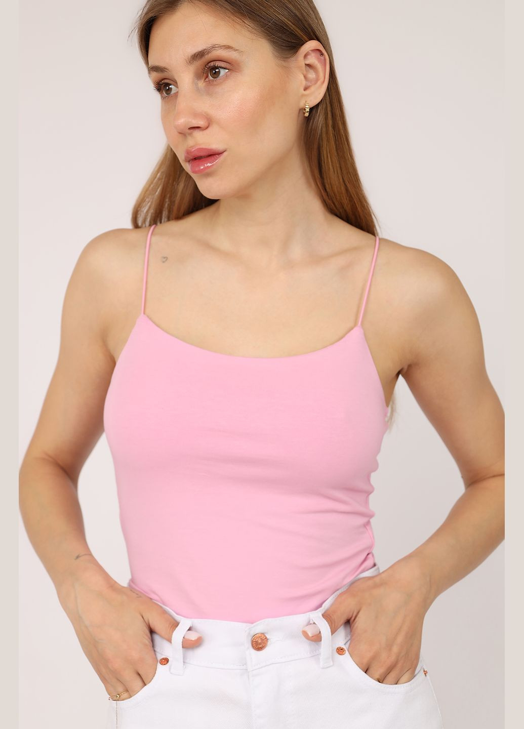 Майка с тонкими бретелями женская цвет розовый ЦБ-00275875 Busem — 334429170