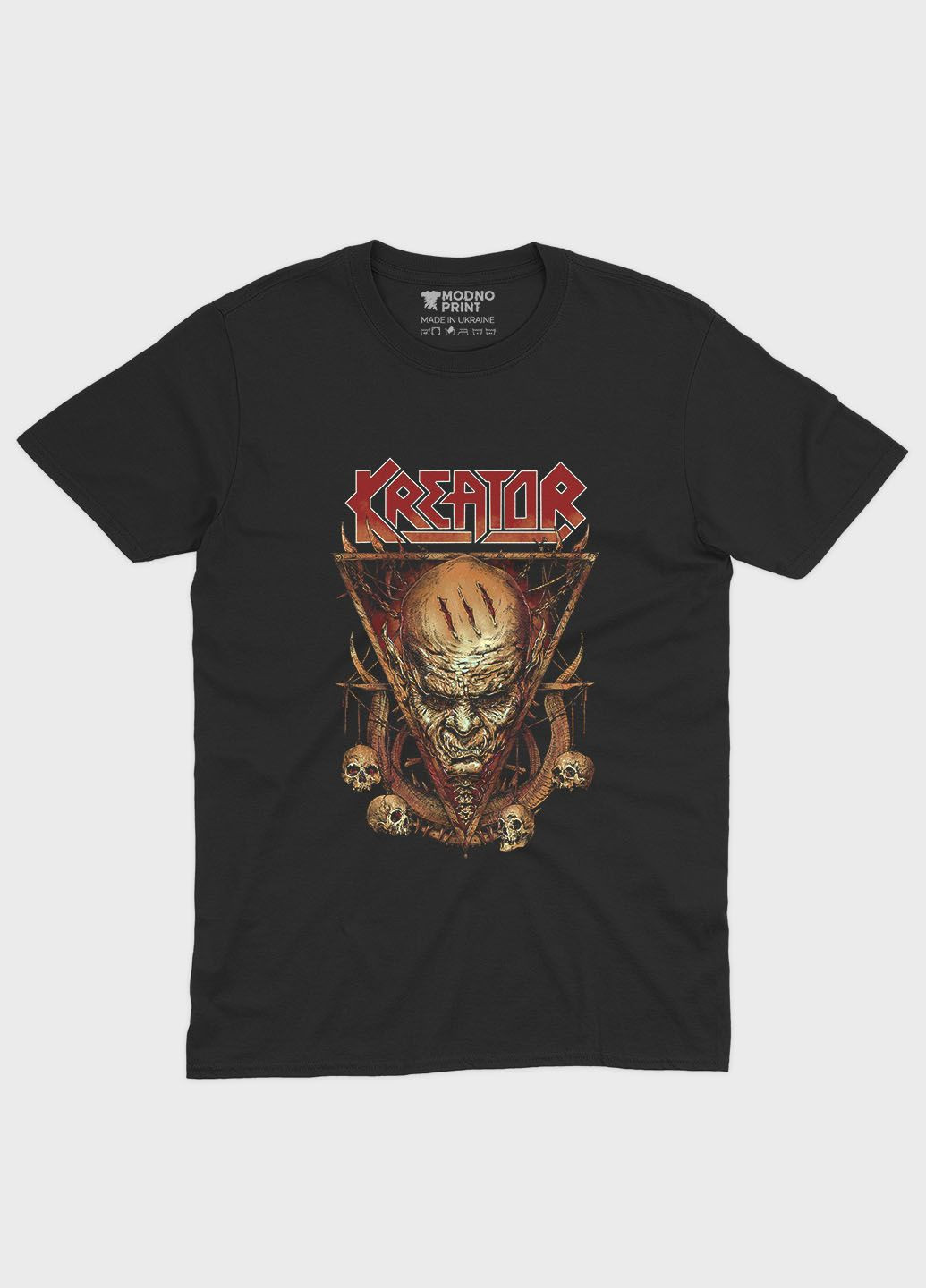 Чорна чоловіча футболка з рок принтом "kreator" (ts001-2-bl-004-2-171) Modno