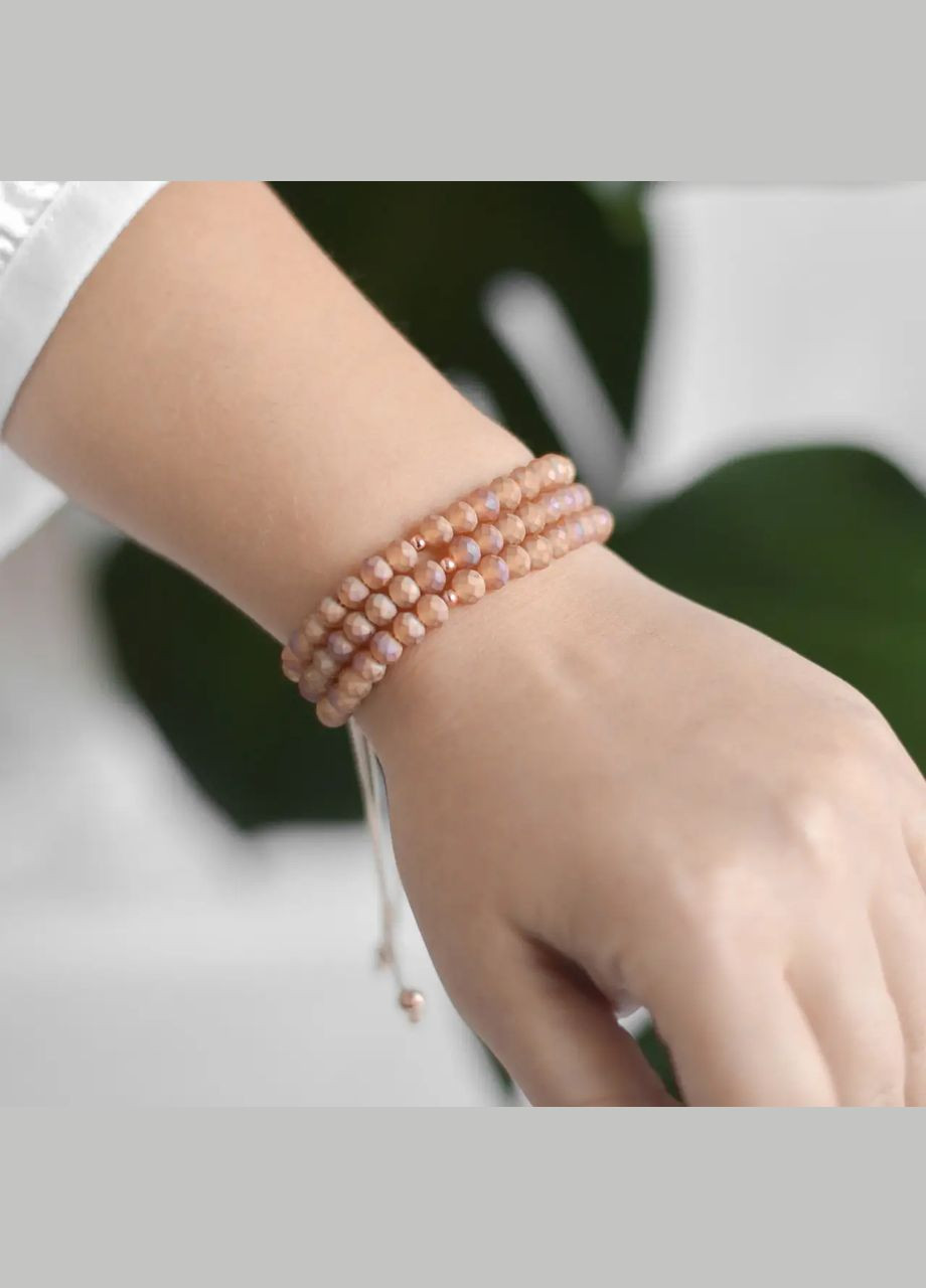 Браслет Чешский Хрусталь бежевый матовый с переливом на затяжке, гип-ный сплав цвет золото d-6мм 13,5-26см No Brand Браслет (331146018)