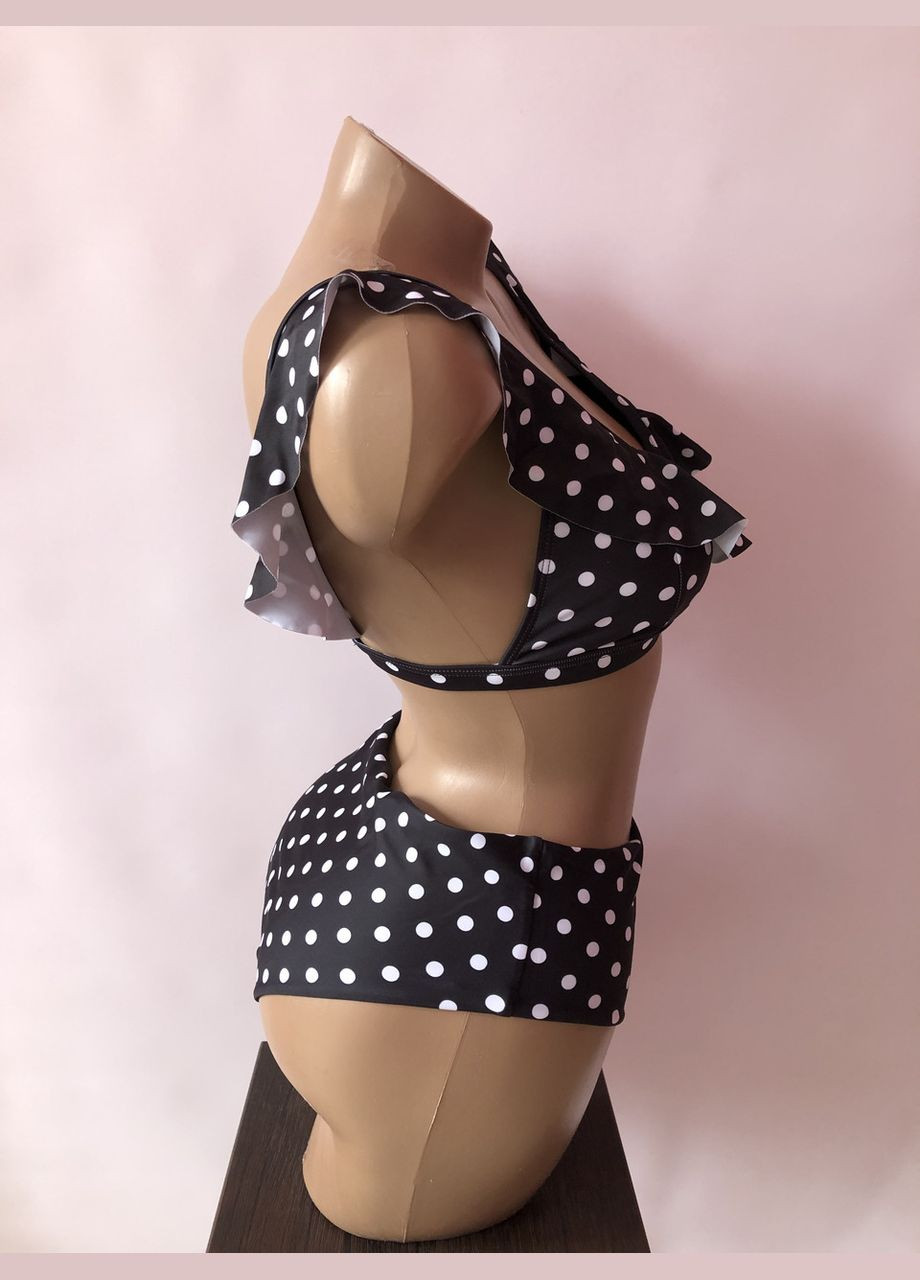 Чорний демісезонний жіночий роздільний купальник в горох (арт.6067) No Brand