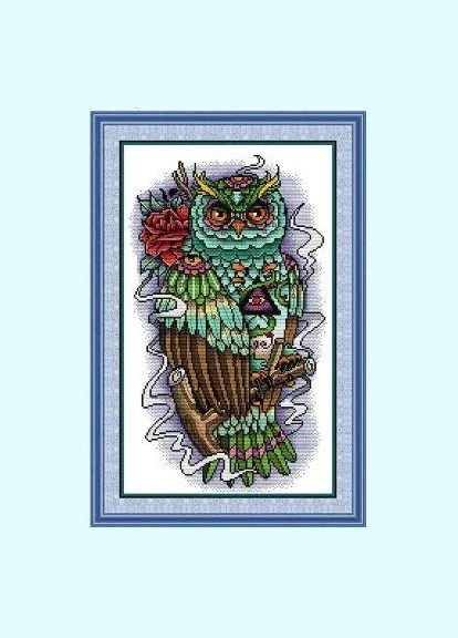 Набор для вышивания по нанесённой на канву схеме "Owl 15". AIDA 14CT printed 31*47 см Joy Sunday (313612756)