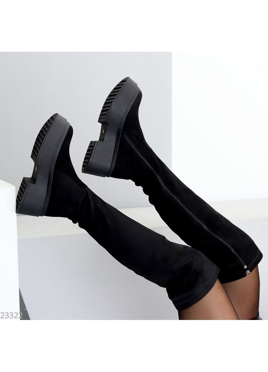 Черные осенние женские ботфорты No Brand