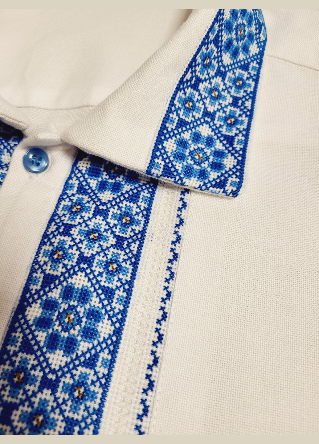 Белая мужская вышиванка ручной работы "лазурова" на домотканом полотне. Hand Made свободная, прямой хлопок, домотканное полотно (334349388)