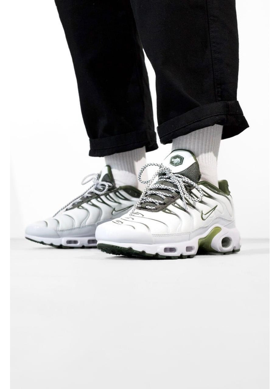 Белые демисезонные кроссовки мужские nike air max plus tn light bone olive найк аир макс тн плюс No Brand