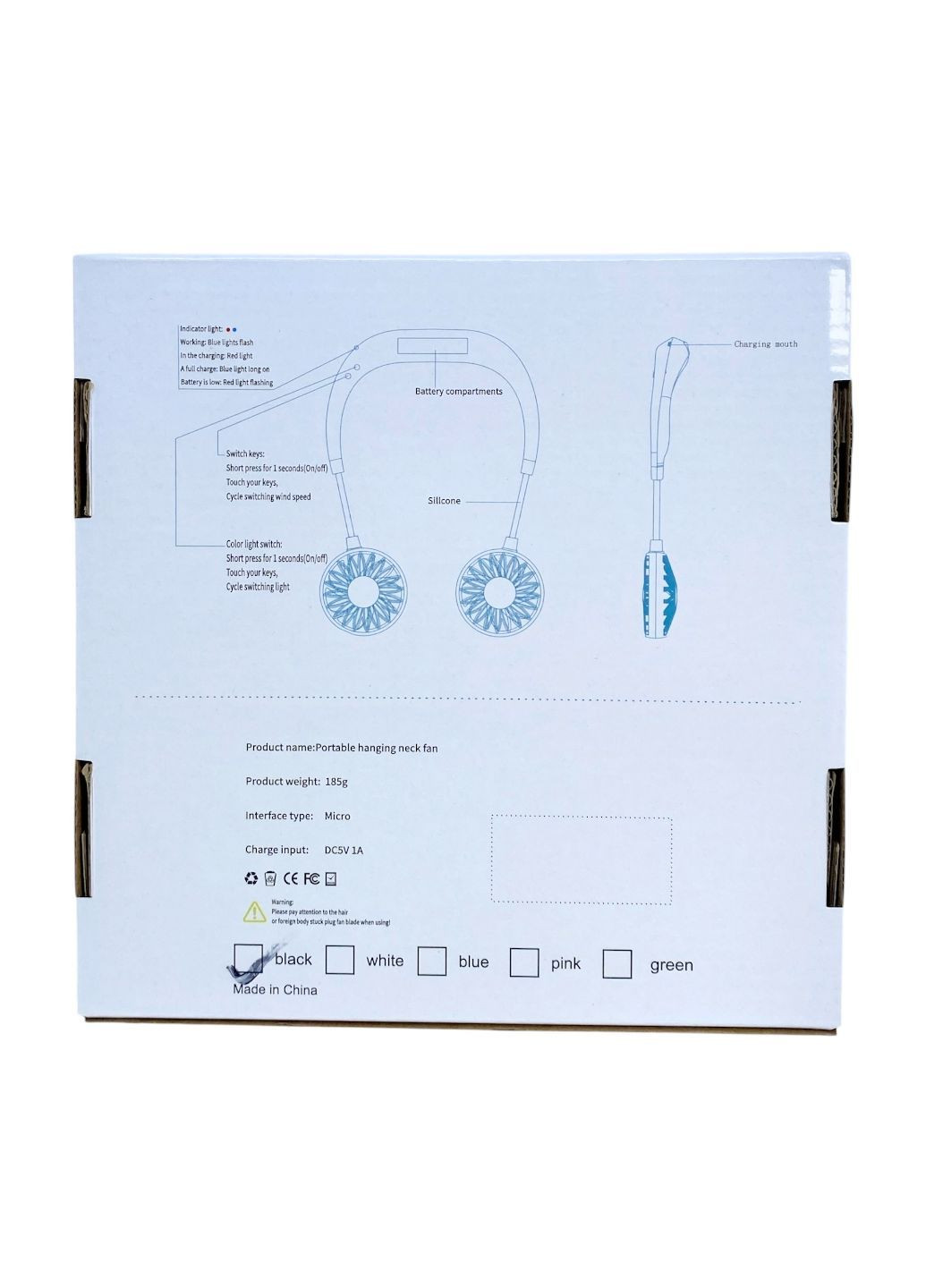 Вентилятор на акумуляторі подвійний на шию портативний зарядка від USВ чорний Sports Necklace Fan No Brand (335821229)