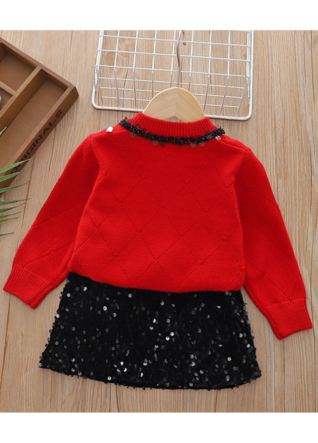 Червоний демісезонний костюм (кардиган, спідниця) No Brand