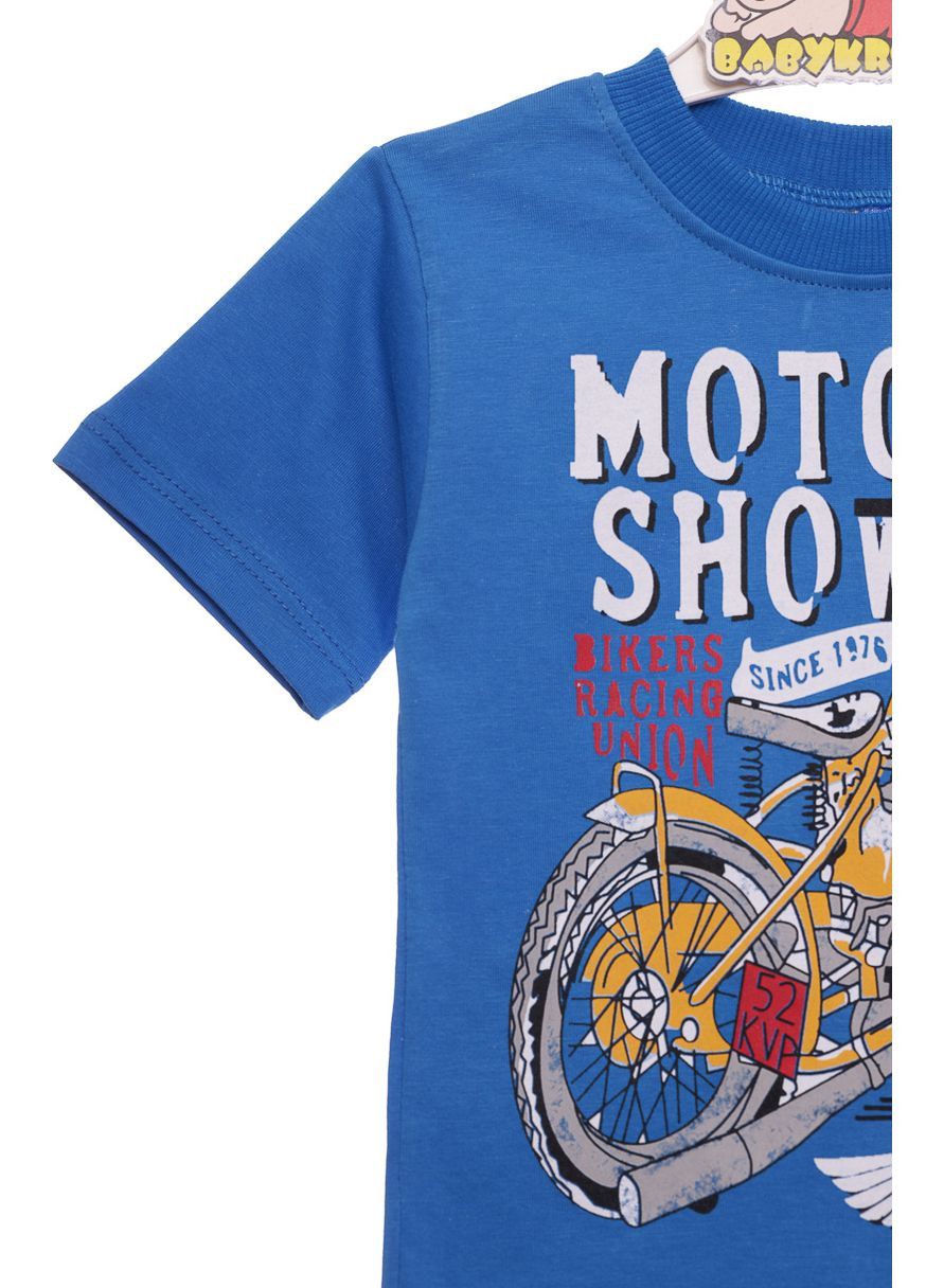 Голубой летний костюм с коротким рукавом для мальчика трикотажный moto голубой 92 см (31239) BABYKROHA