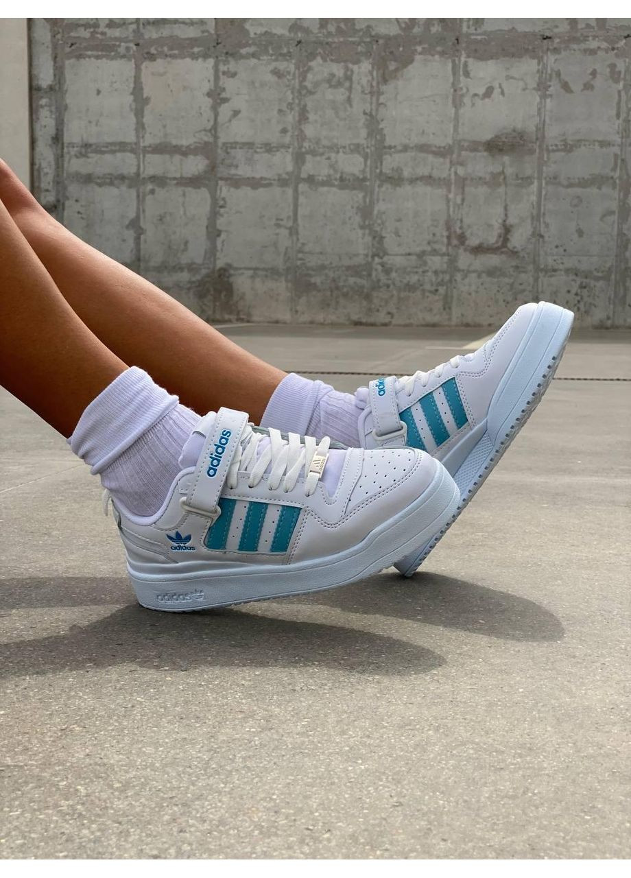 Білі Осінні кросівки чоловічі adidas forum white blue адідас форум No Brand