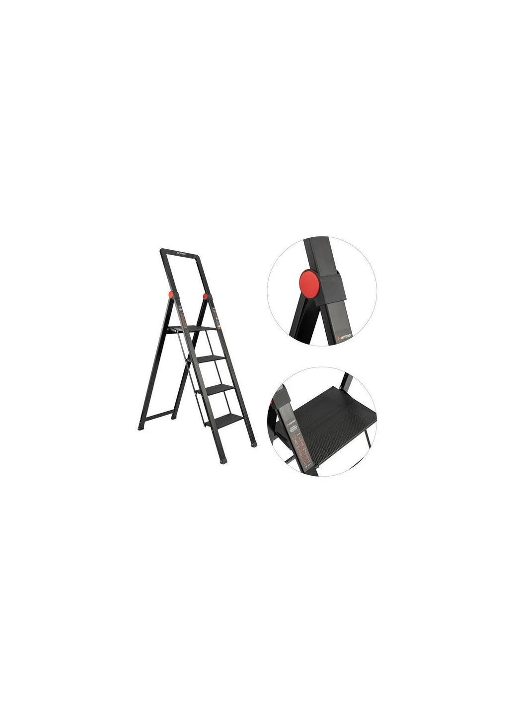 Драбина алюмінієва Black Slim 4 ступені висота до платформи 912 мм Storm LT-5004 Intertool (388696724)