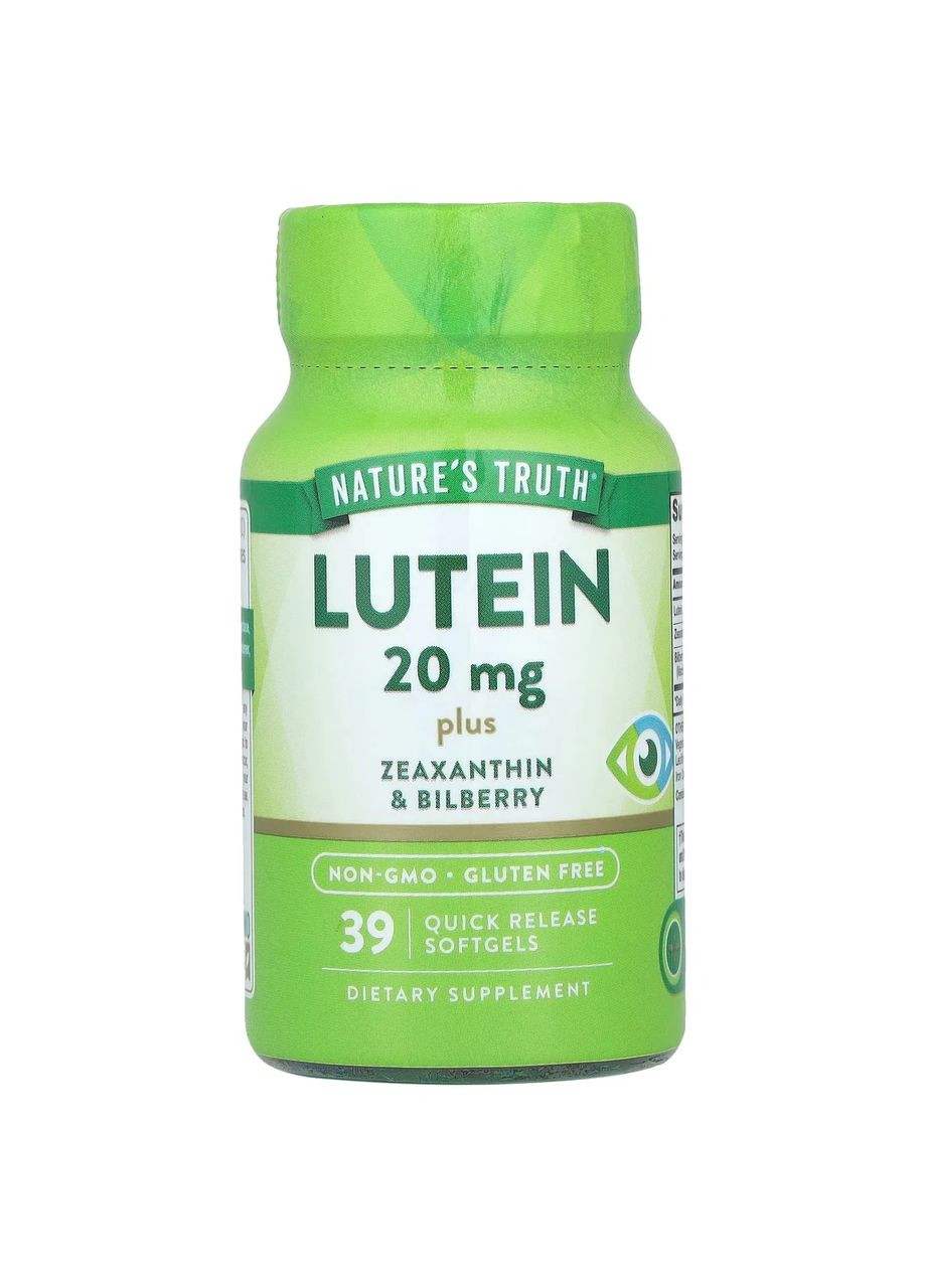 Лютеїн плюс зеаксантин та чорниця, Lutein,, 39 гелевих капсул швидкого вивільнення Nature's Truth (368303024)