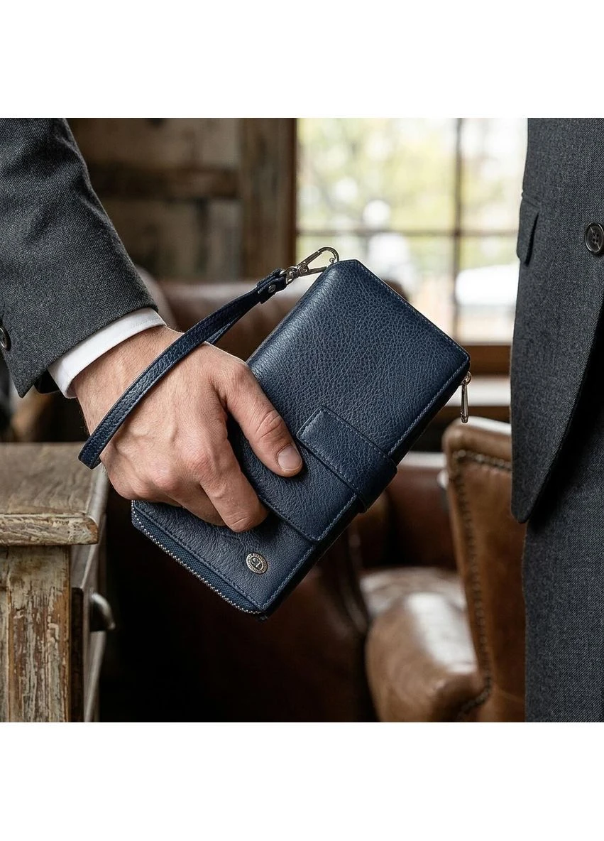 Чоловічий гаманець ST Leather (ST128) шкіряний Синій Верховинка 18454 (398255212)