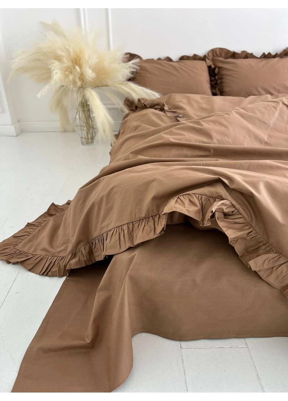 Підковдра з рюшами полуторна 150х210 Бязь Gold Luxe на блискавці No Brand (402642054)