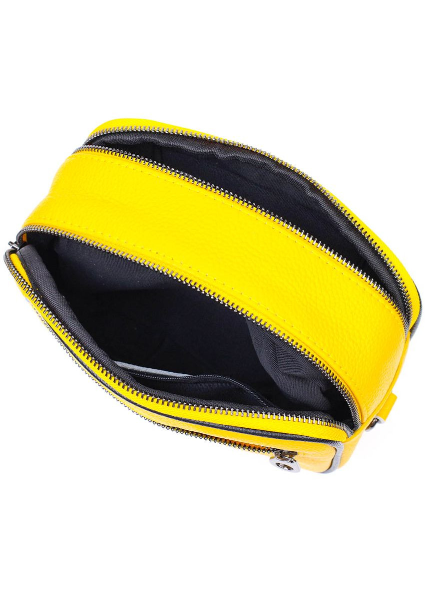 Прямокутна жіноча кроссбоді із натуральної шкіри жовта 22114 Vintage (329195295)