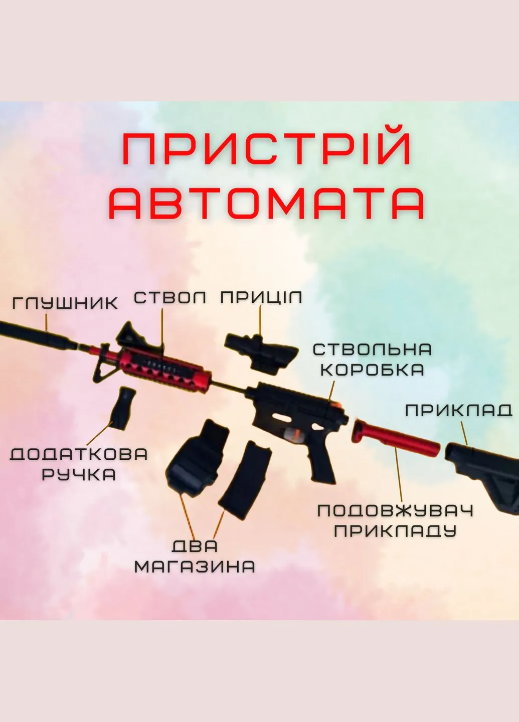 Детский Игрушечный Гель Бластер на Орбизах M416 Орбиган + Глушитель + Оптика + Обойма Барабан 95 см Красный BB (405895897)