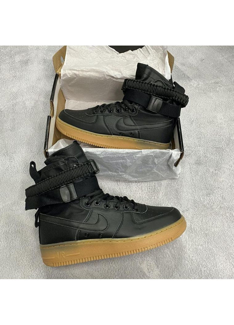 КРОССОВКИ ЖЕНСКИЕ NIKE SPECIAL FLED AIR FORCE 1 BLACK BEIGE 2 НАЙК No Brand чёрные демисезоны (367177232)