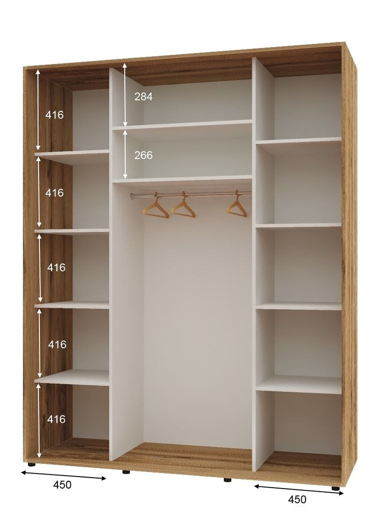 Шафа-купе дводверна 150*60*220 см Дуб золотий ДСП + Дзеркало Максі Комфорт Меблі (360472470)