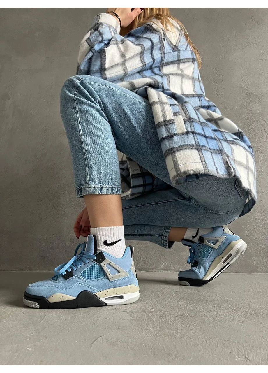 КРОСІВКИ ЖІНОЧІ NIKE AIR JORDAN RETRO 4SE UNIVERSITY BLUE TECH GREY BLUE BLACK НАЙК АІР ДЖОРДАН No Brand сірі демісезони (367175160)