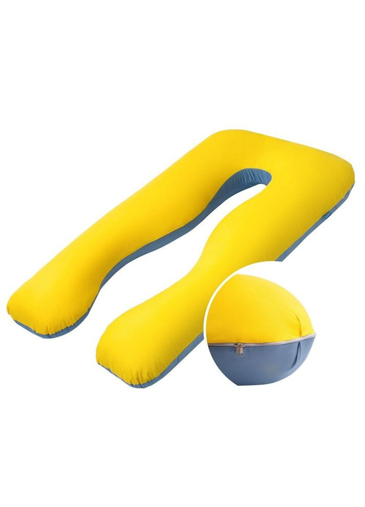 Наволочка для П-подушки для вагітних сну та відпочинку 140х75х20 см з блискавкою жовто-блакитна мікрофібра IDEIA (323645796)