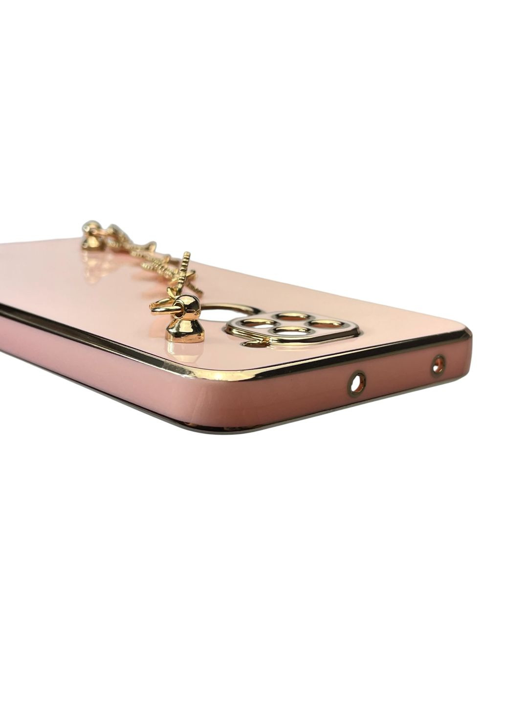 Чехол для телефона Redmi Note 9 женский с ремешком и украшениями и золотой окантовкой на сяоми редми нот 9 пудровый gs1 Xiaomi (366235462)