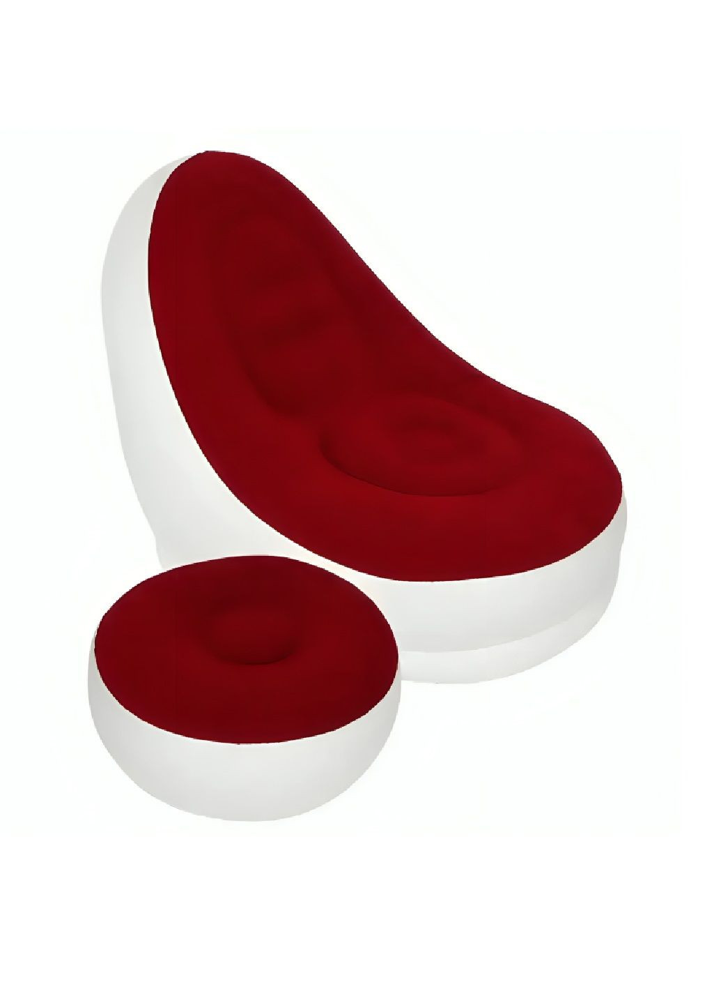 Надувне крісло диван із пуфом з флокованим покриттям насосом навантаженням до 100 кг 116х98х83 см (480507-Prob) Червоне з білим Unbranded (336592807)