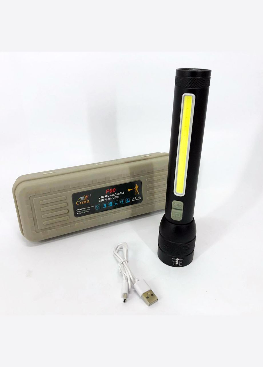 Ліхтар акумуляторний CB-C23-P90+COB, Ліхтарик світлодіодний ручний акумуляторний портативний Coba (369562028)