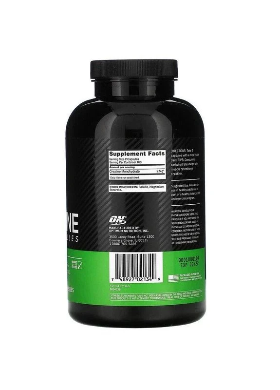 Моногідрат креатину, 2.5 г,, 200 капсул Optimum Nutrition (369609519)