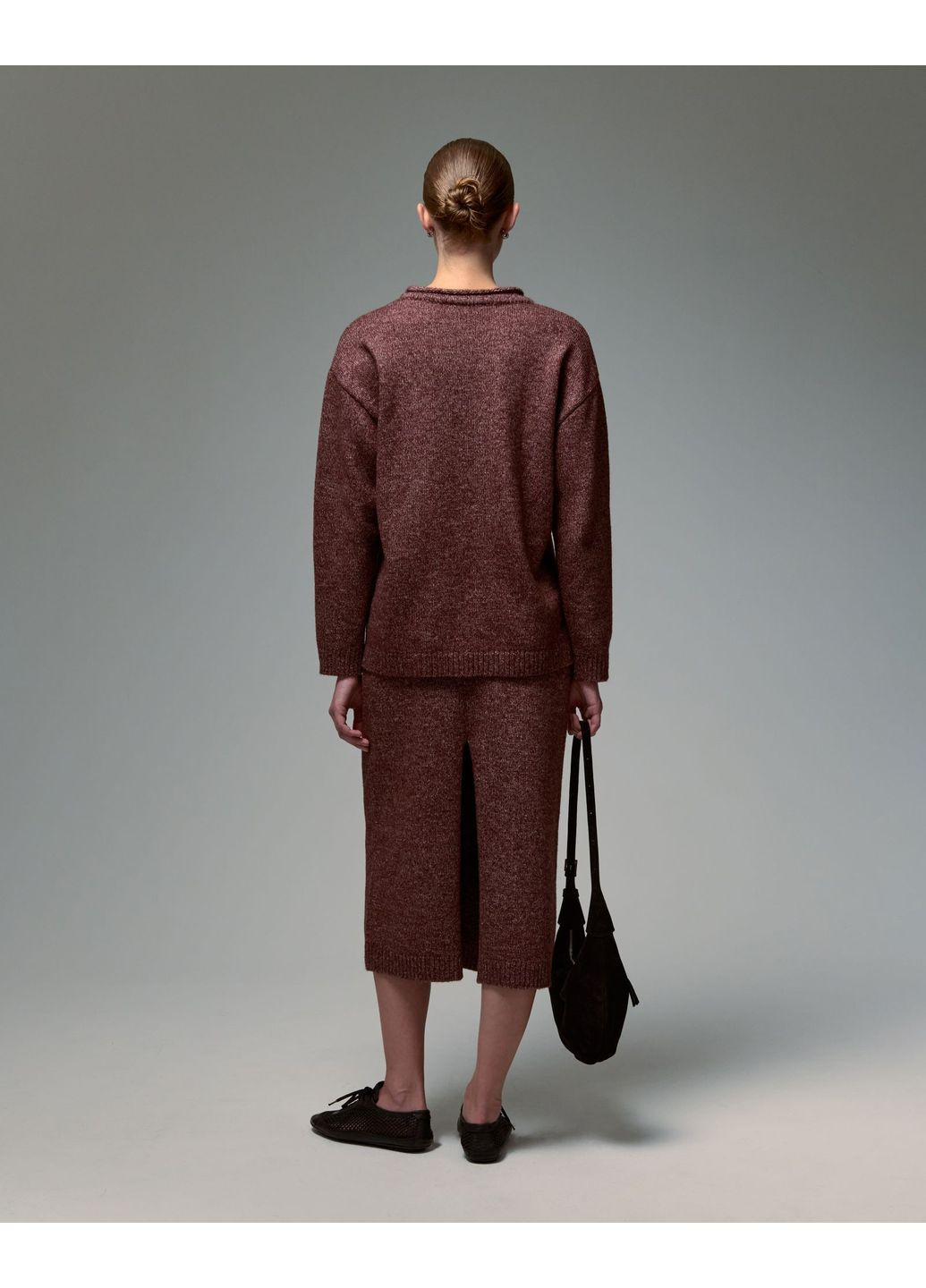 Вʼязана спідниця бордова JUL (366873673)