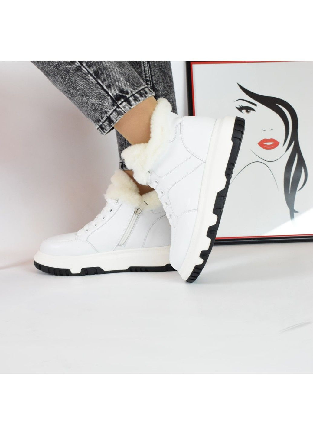 Зимние 259 ботинки зимние белые кожаные KDSL