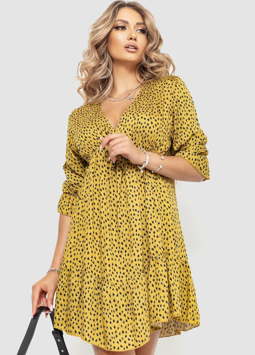 Бронзовое платье с принтом, цвет бронзовый, 115r0400-1 Kamomile однотонное