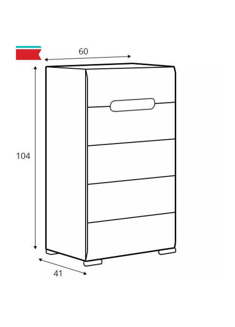 Комод в спальню ВМК (БРВ) Ацтека KOM5S/10/6 N (телескопы) Белый + Белый глянец (GRB1485) БРВ-Україна (315496278)