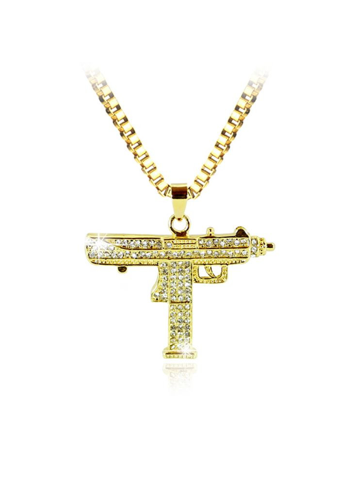 Підвіска золота з автоматом No Brand UZI Gold Bling Chain Mens (385490499)