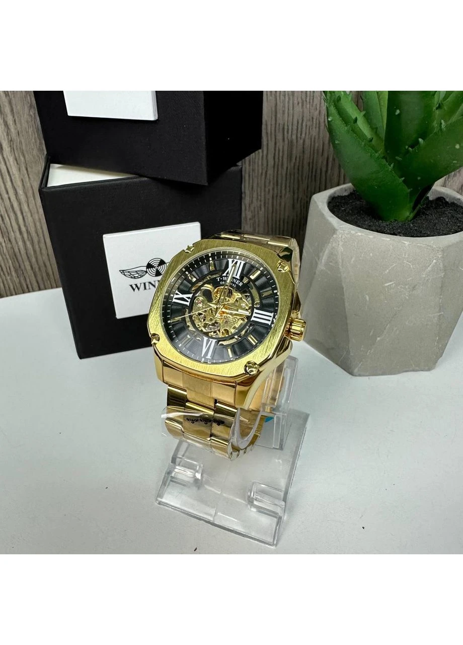 Чоловічий механічний годинник Winner GMT-1159 Gold з автопідзаводом(KS_936П) No Brand (383875760)
