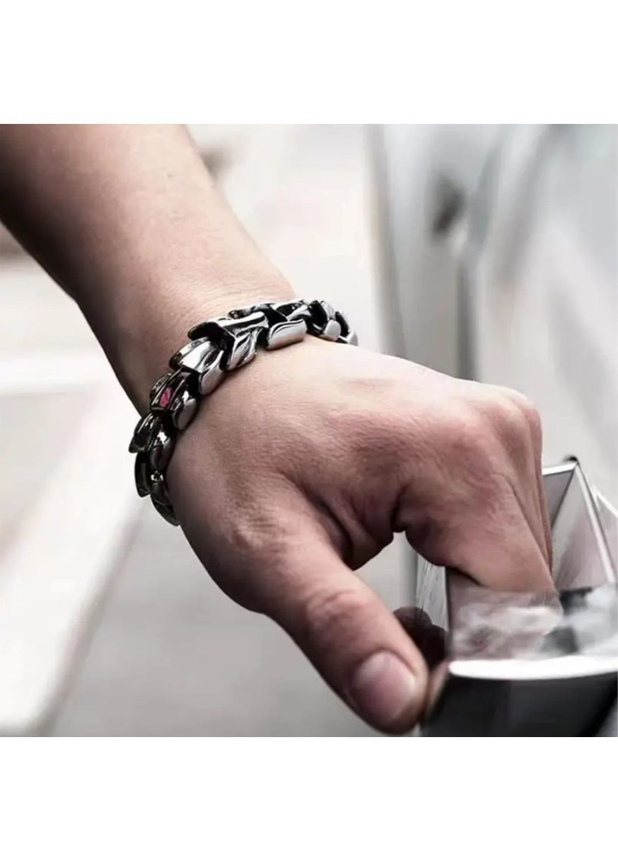 Браслет мужской скандинавский из нержавеющей стали 22 см серебристый, браслет с символом силы «Дракон» No Brand (364191381)